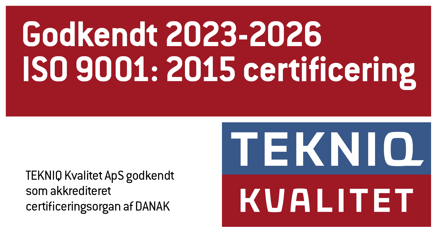 Godkendt 2023-2026 ISO9001:2015 certificering